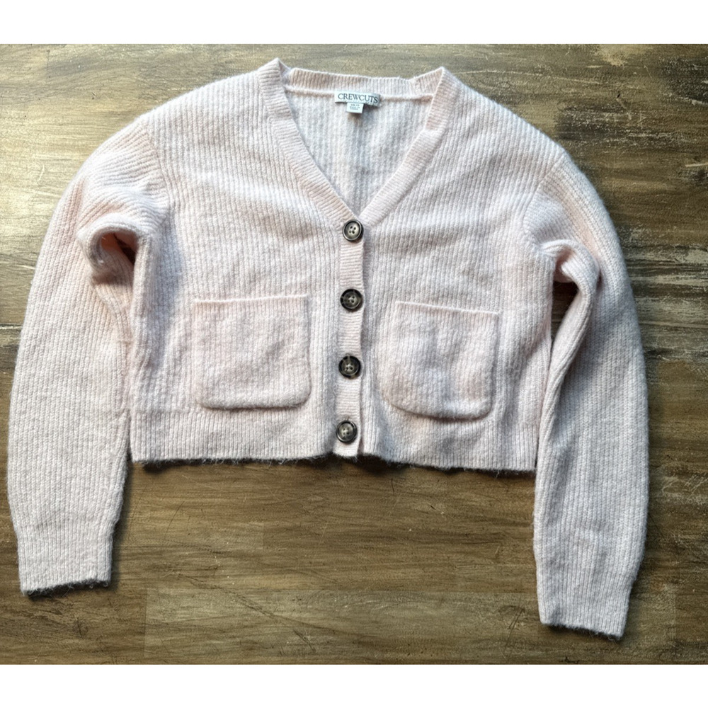J.Crew Crewcuts Girls Pink Cardigan Sweater in Supersoft Wool Alpaca Blend S 6-7